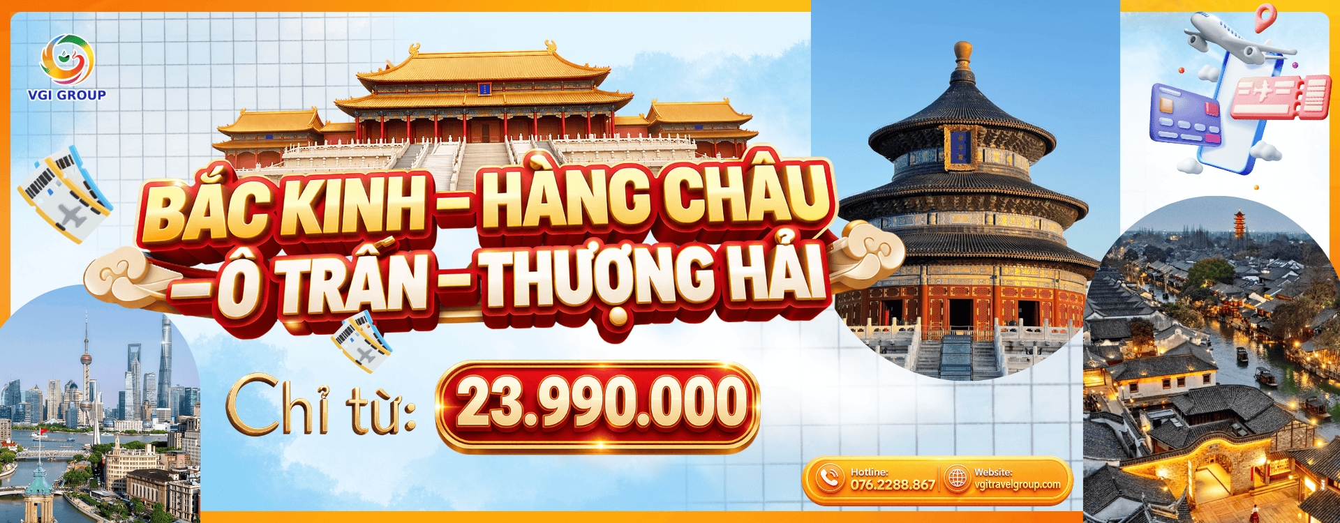 BẮC KINH - HÀNG CHÂU - Ô TRẤN - THƯỢNG HẢI