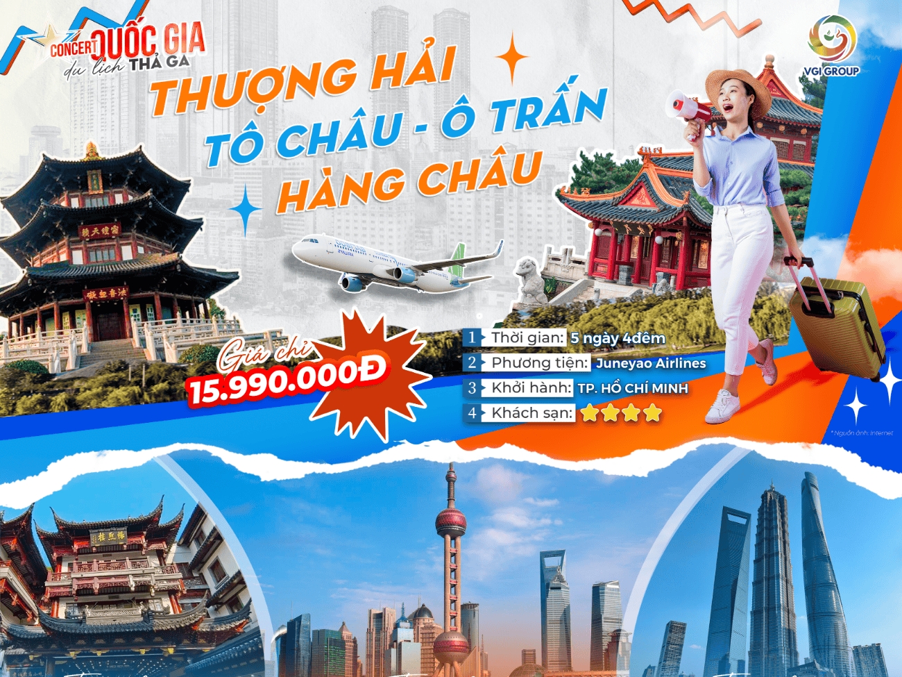 HCM - THƯỢNG HẢI - HÀNG CHÂU - Ô TRẤN - TÔ CHÂU 5 NGÀY 4 ĐÊM