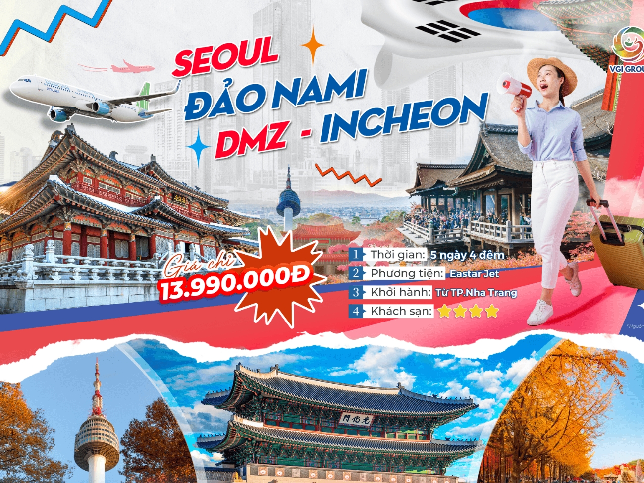 KHÁNH HOÀ - SEOUL - ĐẢO NAMI 5N3Đ