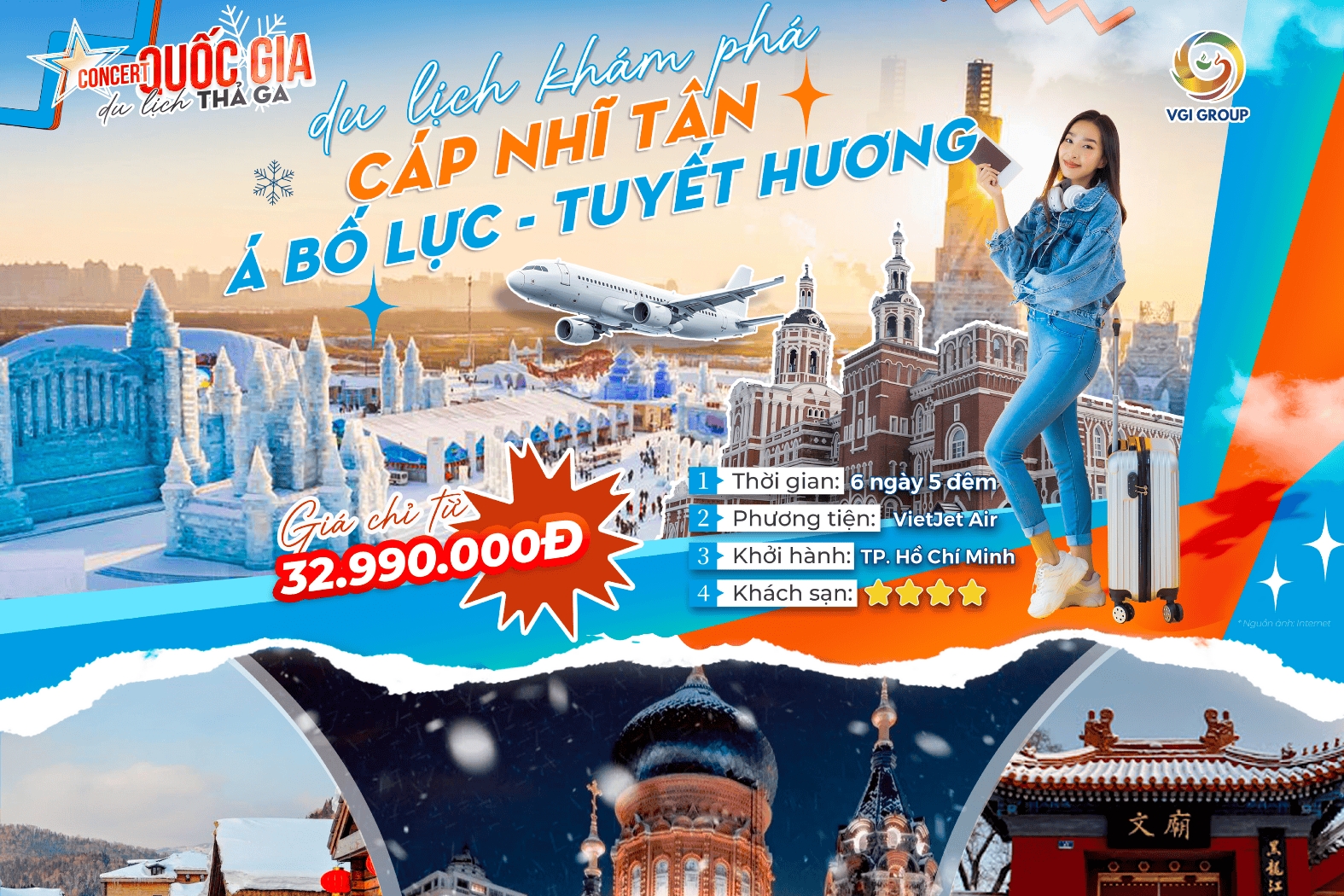 [TOUR NO SHOPPING] Hồ Chí Minh - Cáp Nhĩ Tân - Á Bố Lực - Làng Tuyết 6 NGÀY 5 ĐÊM