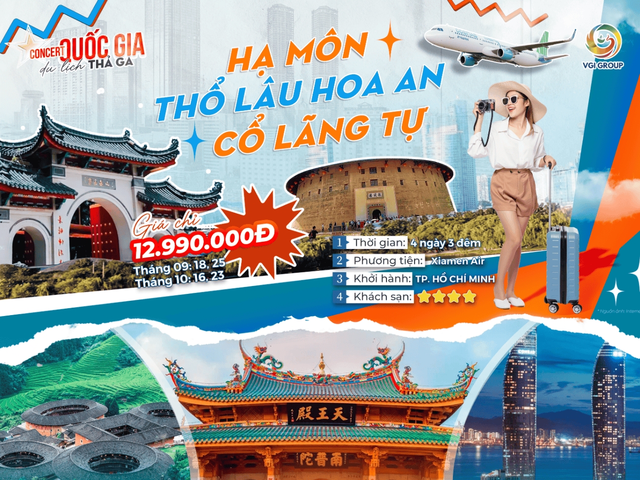 TPHCM - HẠ MÔN - THỔ LÂU HOA AN - CỔ LÃNG TỰ 4N3Đ